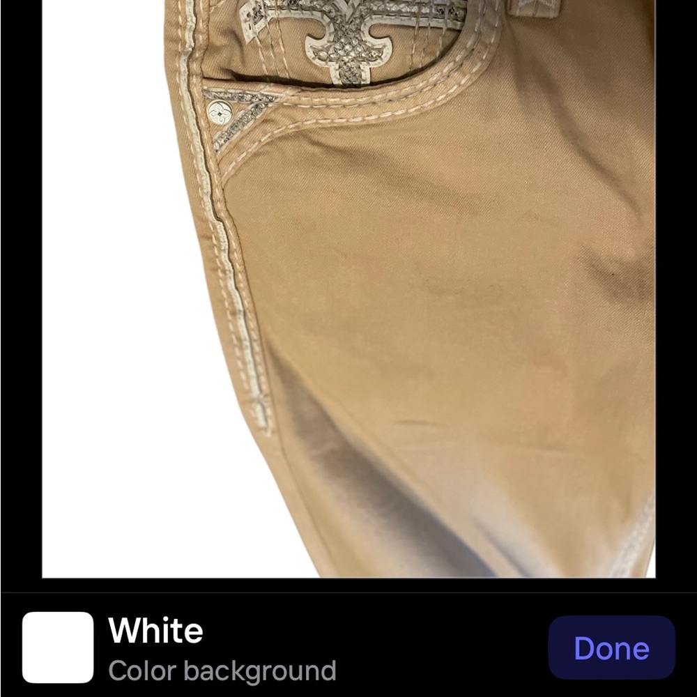 Rock Revival Tan Jeans with Embroidered Pocket